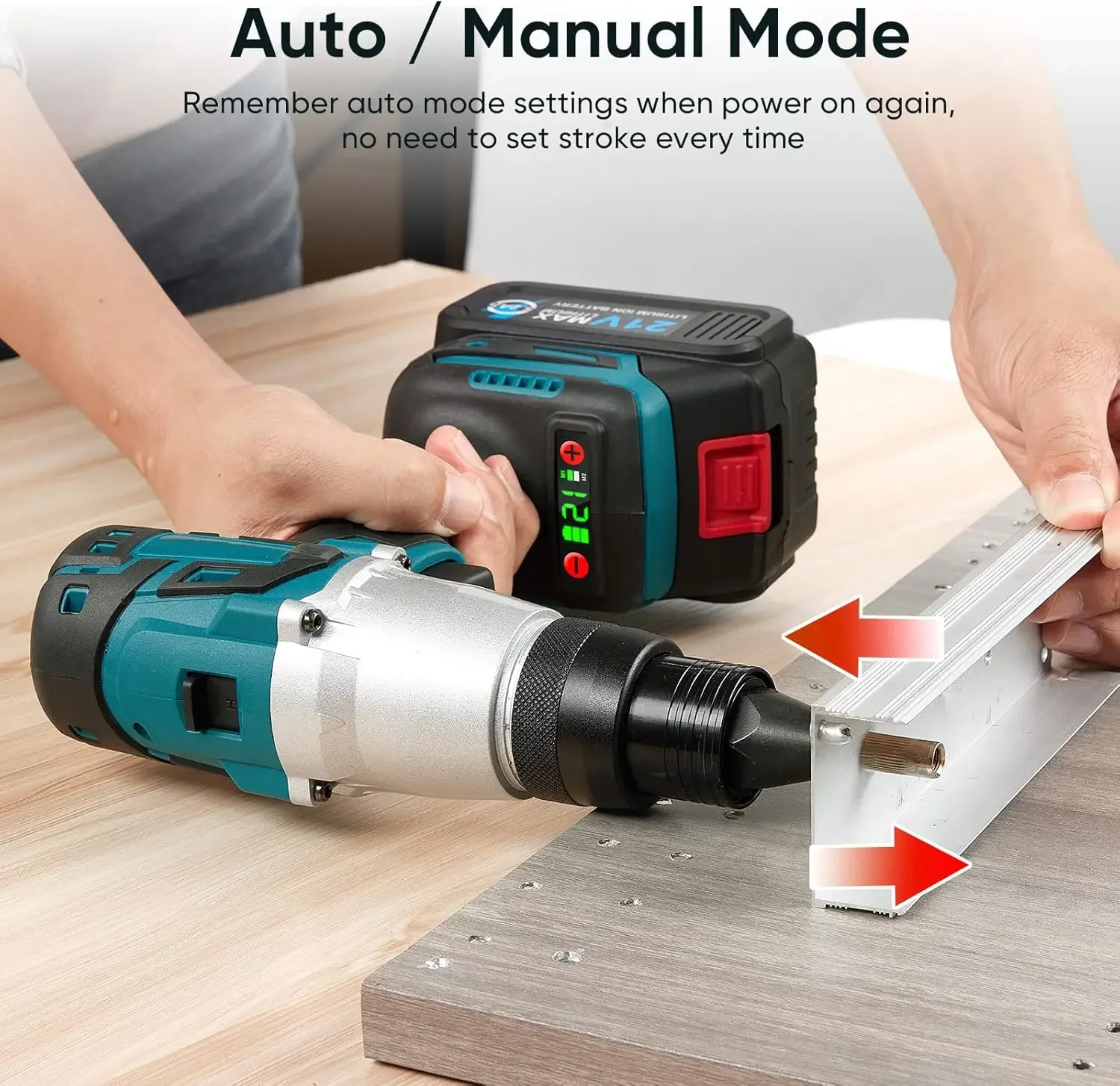 2-IN-1 Cordless Rivet Nut Gun Set (10-24 & 1/4 & 5/16 & 3/8), Portable Battery Powered Pop Rivet Insert Installation Tool Automa 5