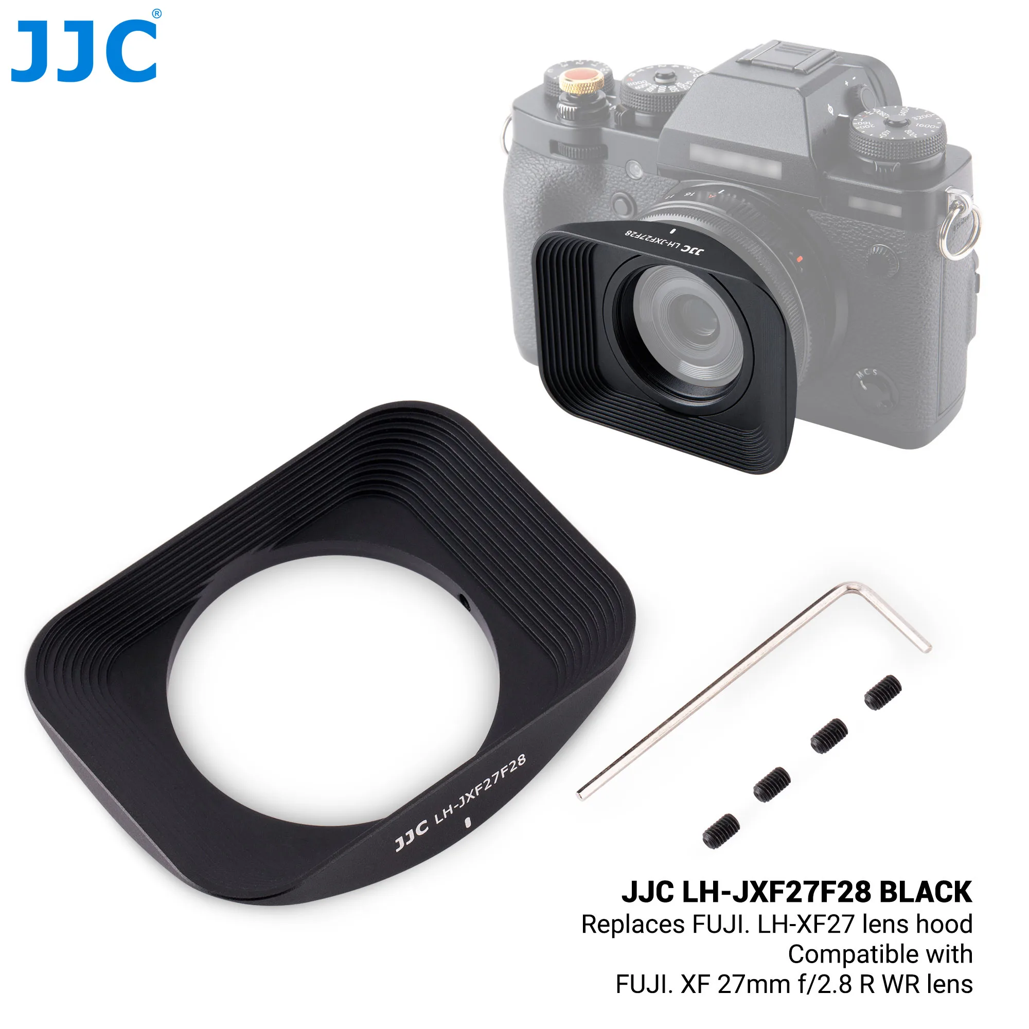 Металлическая бленда JJC квадратная совместимая с Fujifilm XF 27 мм f/2 8 R WR для XT3 XT2 XT1 XT30