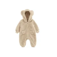 Cute Cartoon Baby Rompers Autumn Warm Fleece Infant Jumpsuits 0-2 Years Baby Boys Girls Homewear Clothing for Winter 5