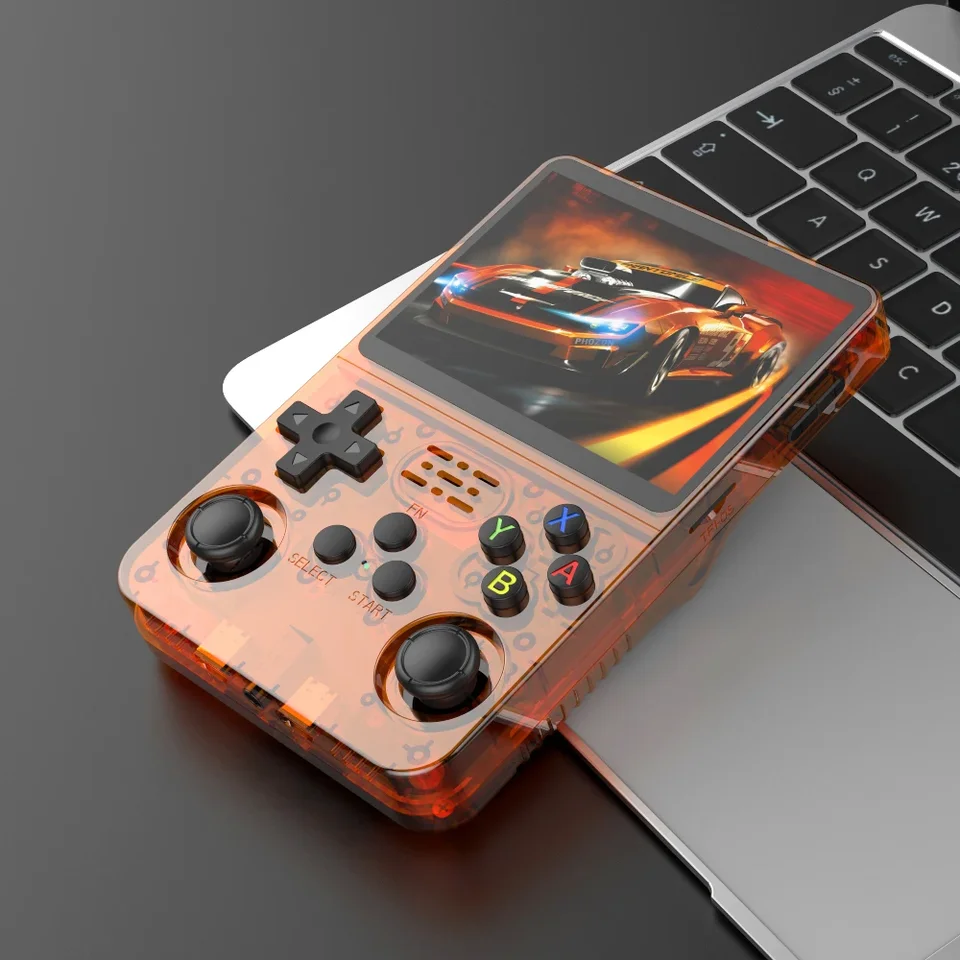 128G Open Source R36S Game Console Linux System 3.5 Inch IPS Screen Orange Portable Pocket Video Player 64GB Best Games_voghion.com