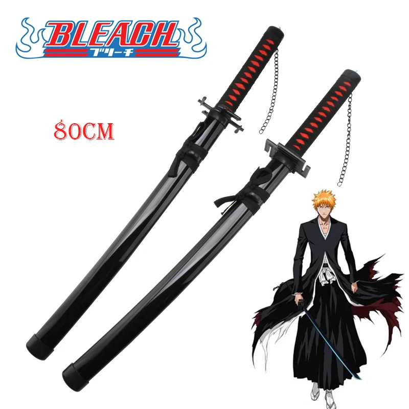 

Kurosaki Ichigo Katana Japanese Manga Bleach Bankai V2 Sword Zangetsu Toy Sword Anime Cosplay Weapons Black Bamboo Blade