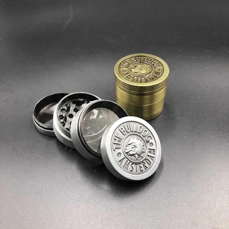 2 inch Metal Bulldog Herb Grinder 4-layer Manual Spice Salt Mill Mortar Tobacco Raw Grass Grinder Cigarette Smoking Tool