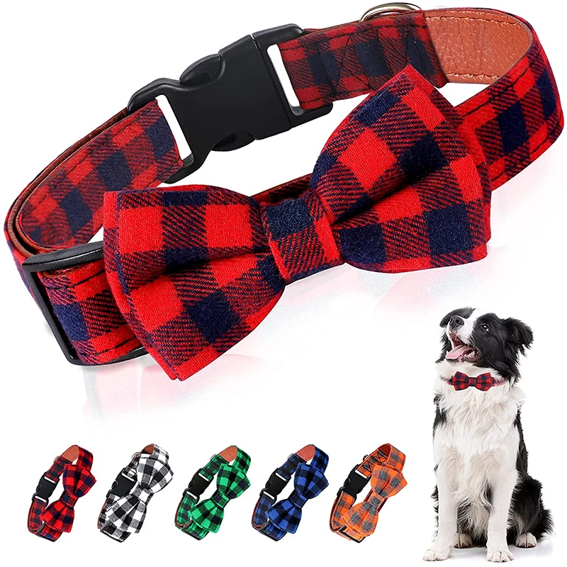 

Dog Bow Tie Plaid Dog Collar Cat Bowtie Adjustable Soft Pet Bowknot Necklace for Small Medium Dogs Puppy Cat Best Gift Chihuahua