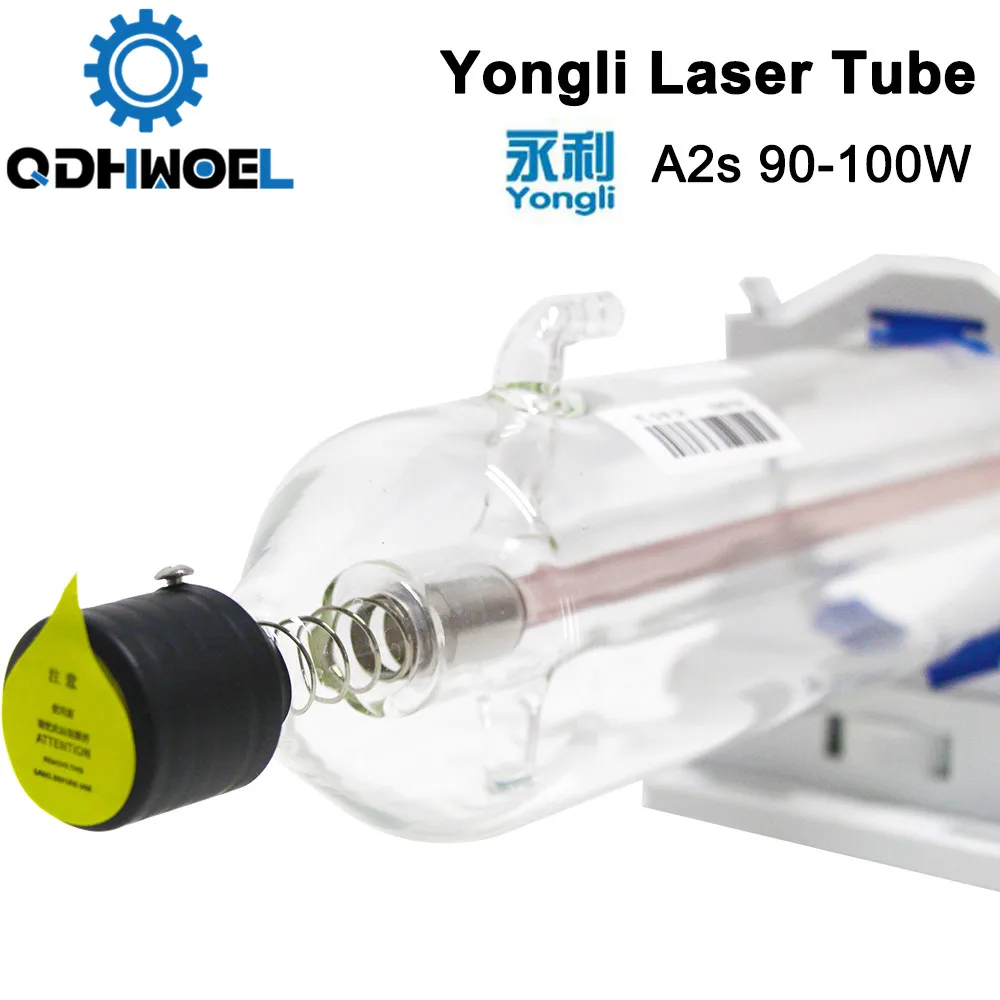 

QDHWOEL Yongli A2s 90W CO2 лазерная трубка, деревянная фотобумага, длина упаковки 1250 диаметр 80 мм для лазерного гравировального станка CO2