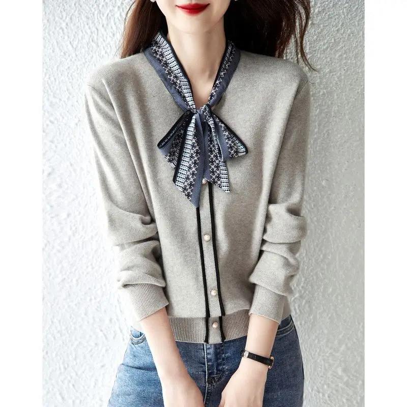 

Bow Knit Sweater Women's 2021 New Foreign Style Pullover Spring And Autumn Loose Long Sleeve Top