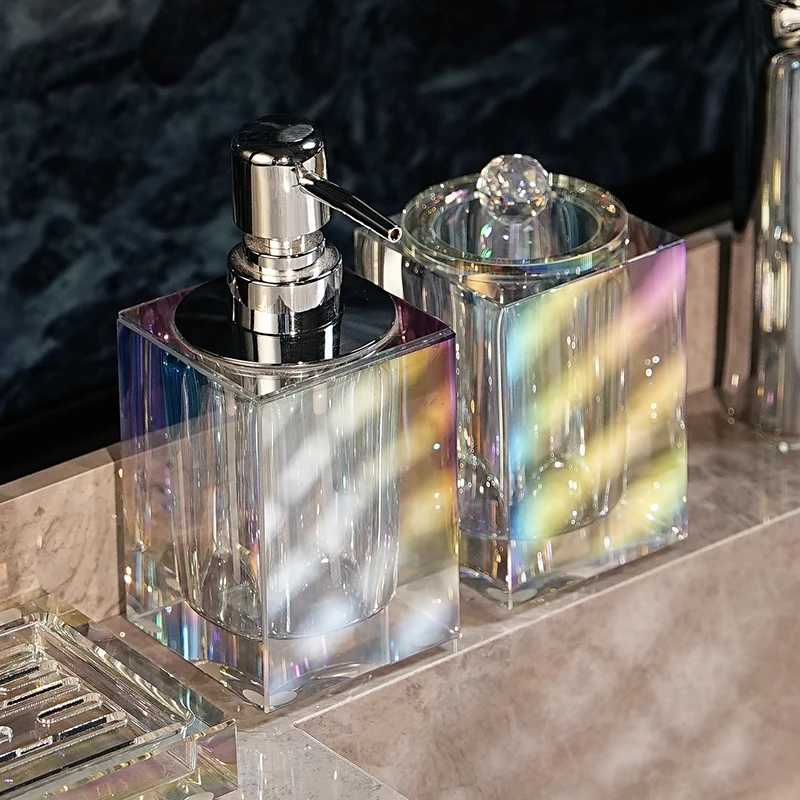 Modern Luxury Crystal Bathroom Supplies Kit Hand Sanitizer Bottle Set Soap Box Comb Rack Aromatherapy Bottle Lotion