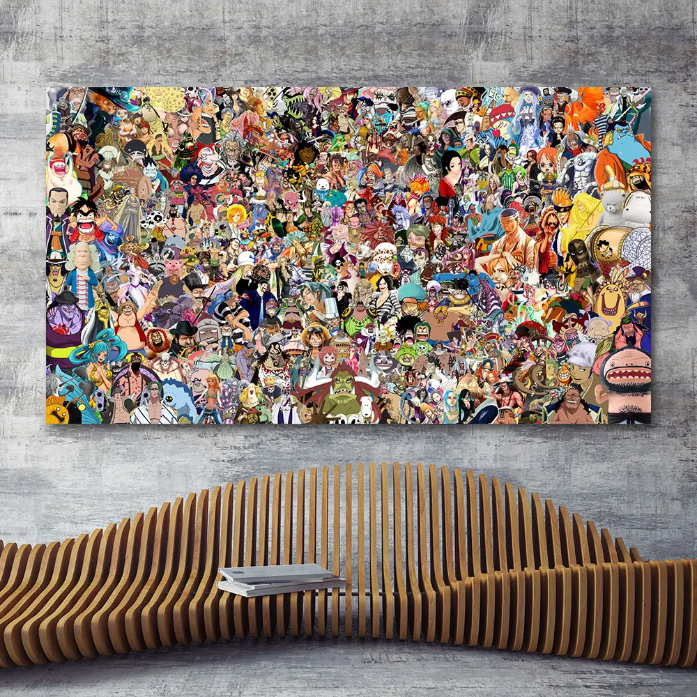 

Anime One Piece All Roles Poster Vintage Canvas Painting Art Cartoon Nami Luffy Picture Living Room Wall Decor Gift Frameless