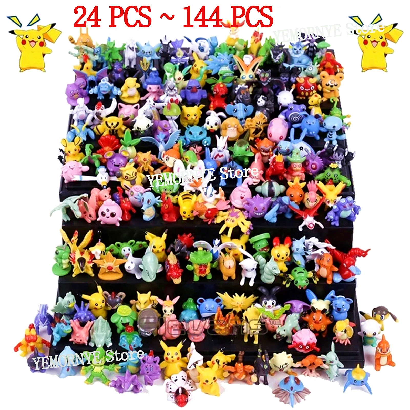 thumbnail image 2 of Figuras de acción de Pokémon, 24-144 piezas, elfos de 2-3 cm, de diferentes estilos, Pikachu, Pokeball, monstruo, juguetes, modelos, muñecos, regalos de Navidad para niños, 2 of 5