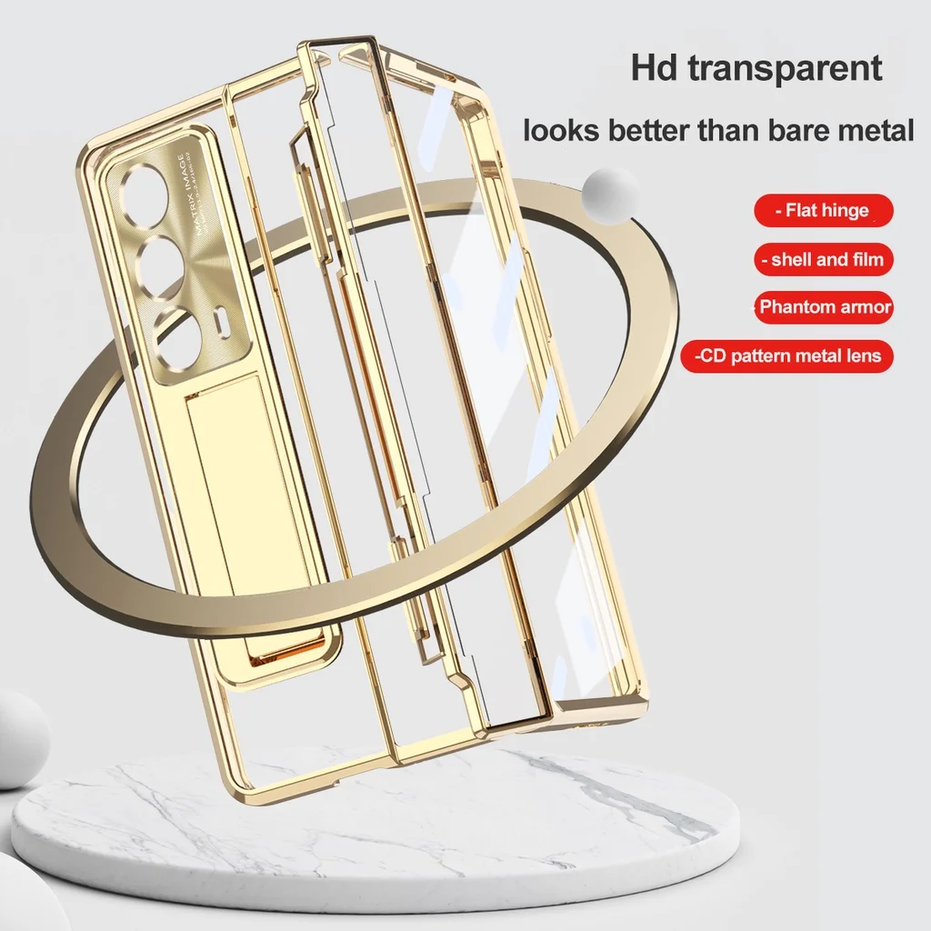 For Honor Magic VS2 Golden Armor Cover Leveling Hinge shield Case For Honor Magic VS2 Case Front Screen Glass Film 360 Full Case