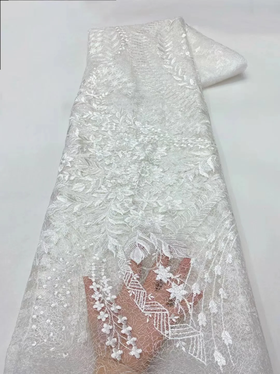 

5 Yards French Lace Fabrics Quality 2024 Australia Lace Fabric White Cheap African Fabrics For Woman Birthday Dresses Luxury24-2