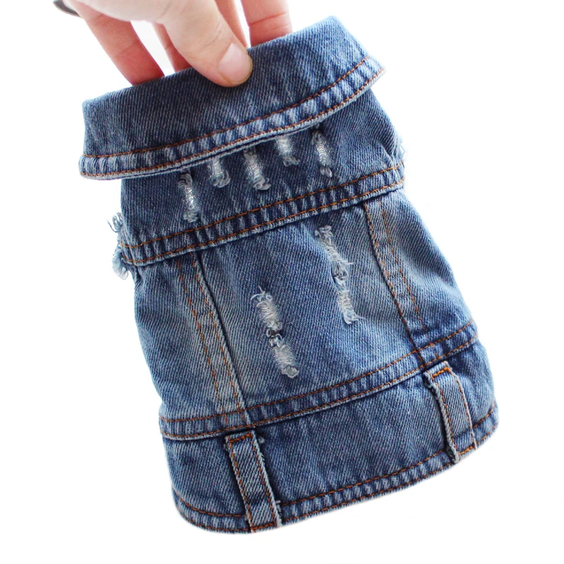 Dog Jean Jacket Blue Puppy Denim Coat Cool Lapel Vest Costumes Spring