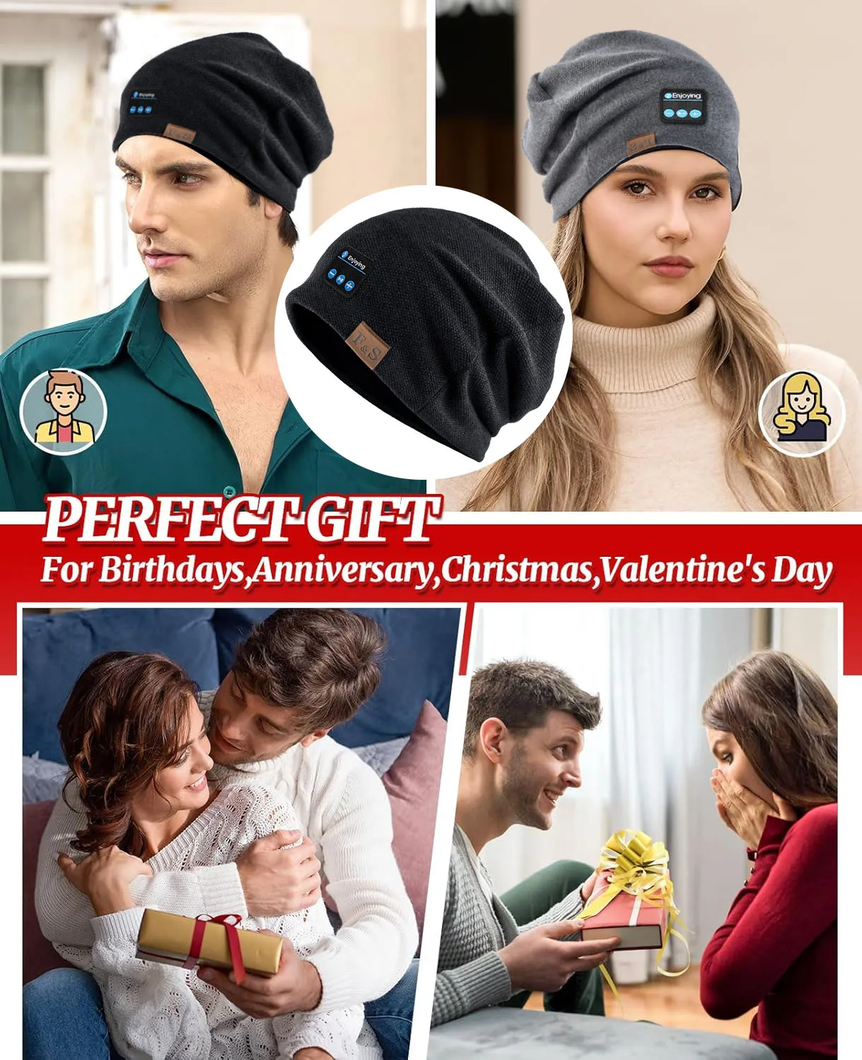 Wireless Bluetooth Music Headphones Outdoor Winter Sport Hat Wireless Stereo Music Headset Warm Beanie Cap Microphone Unisex