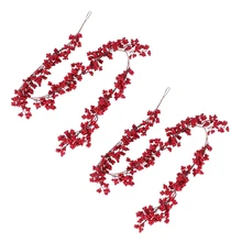 

2Pcs 5.9 Ft Christmas Red Berry Garland Artificial Burgundy Red Pip Christmas Garland