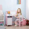 Toddler Desk and Chair Set, Kids Writing Desk Study Table for Children with Whiteboard, Storage Cabinet, Child Furniture 2