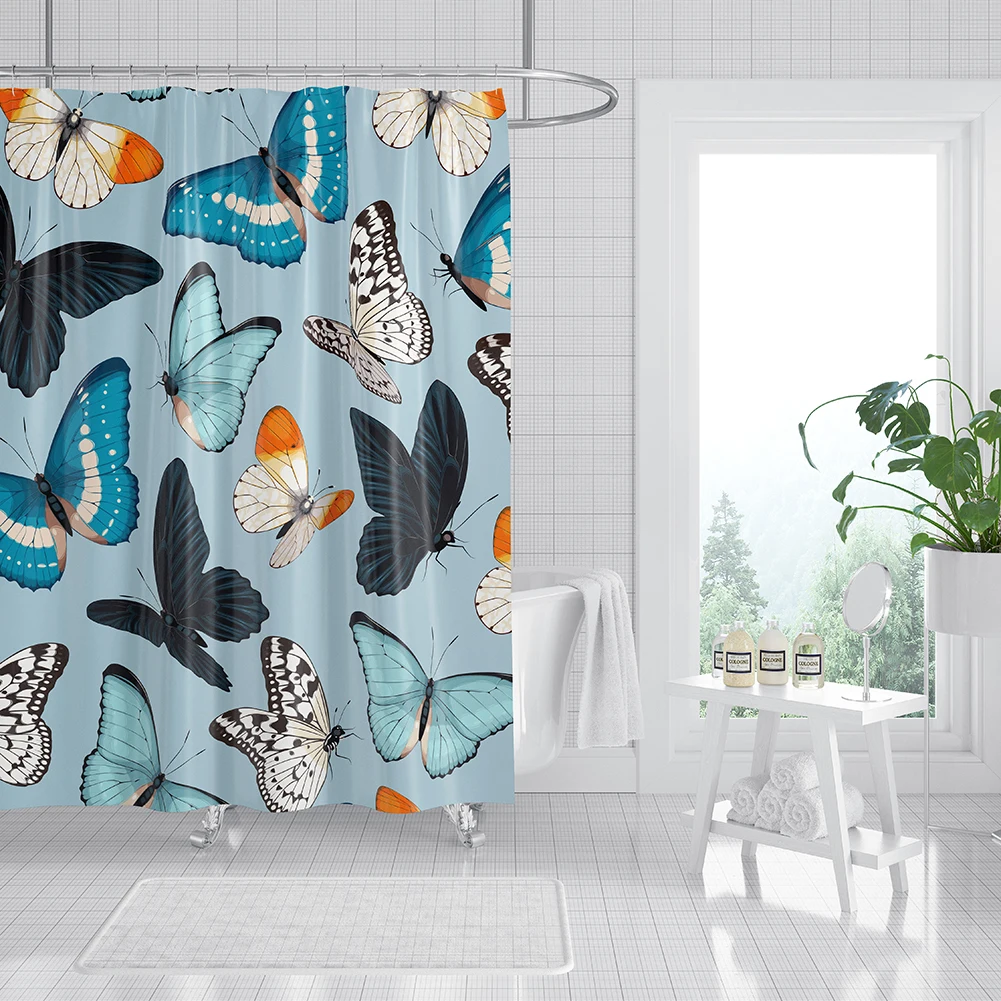 

Занавеска для душа с принтом бабочек, современная модная Водонепроницаемая занавеска для ванной, креативная занавеска для ванной из полиэстера, 180 см, домашний декор