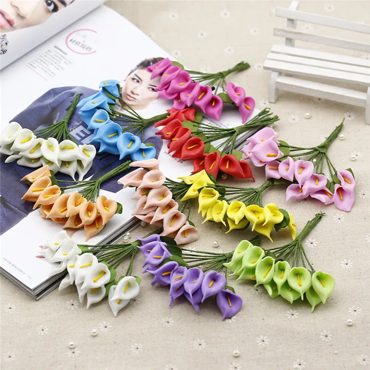 12PCS Mini Foam Calla Handmade Artificial Flower Bouquet Wedding