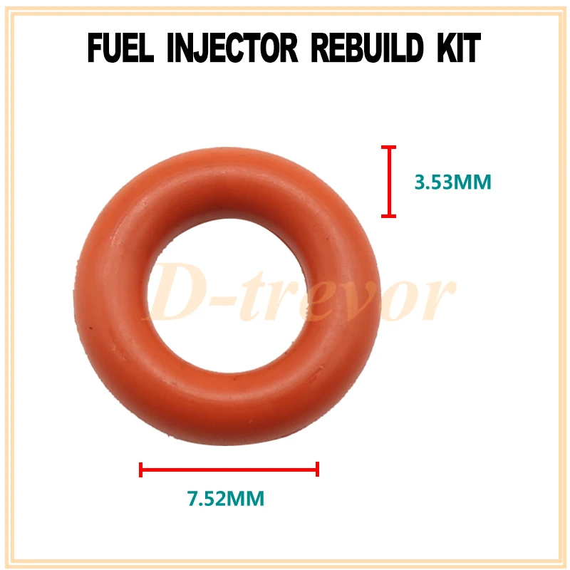 100pieces Fuel injector lower orings rubber seal 7.52*3.53*14.58MM for Honda ACCORD CRV Civic Hybrid 16450-RAA-A01