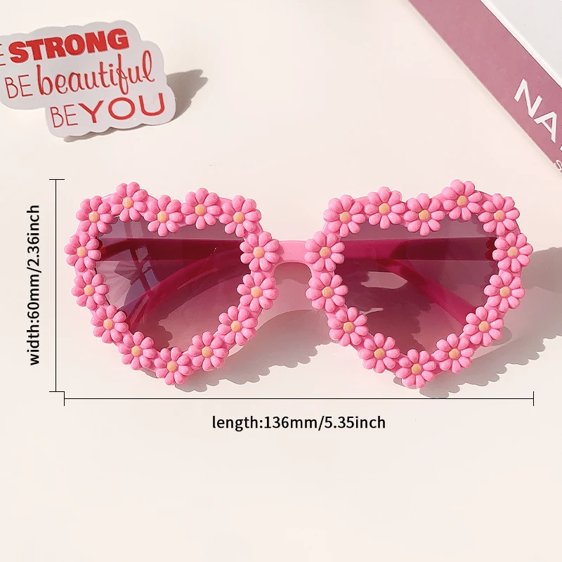New Children Vintage Daisy Heart Shape Sunglasses UV400 Baby Girls Boys Outdoor Protection Sunglasses Kids Sun Glasses