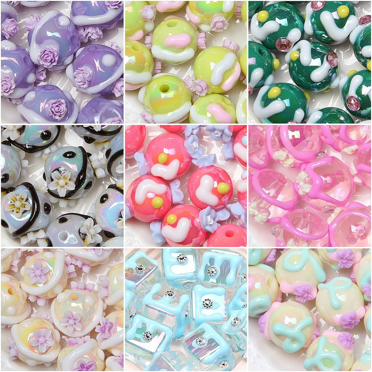 

Fresh Resin Flowers Decorated Oil Drop Round Acrylic Jewelry Beads Fit Bracelet Necklace Earring Ornament Accessories 30pcs 16mm