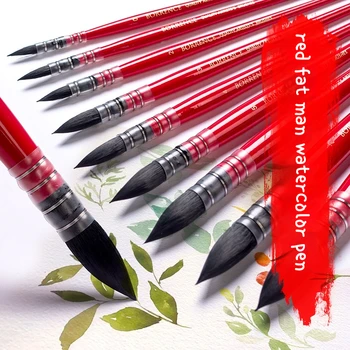 Pennello per mop a punta con testa tonda in pelo di scoiattolo Pennelli per acquerello Pennello per guazzo Penna per linea di ganci artistici per materiale scolastico 1