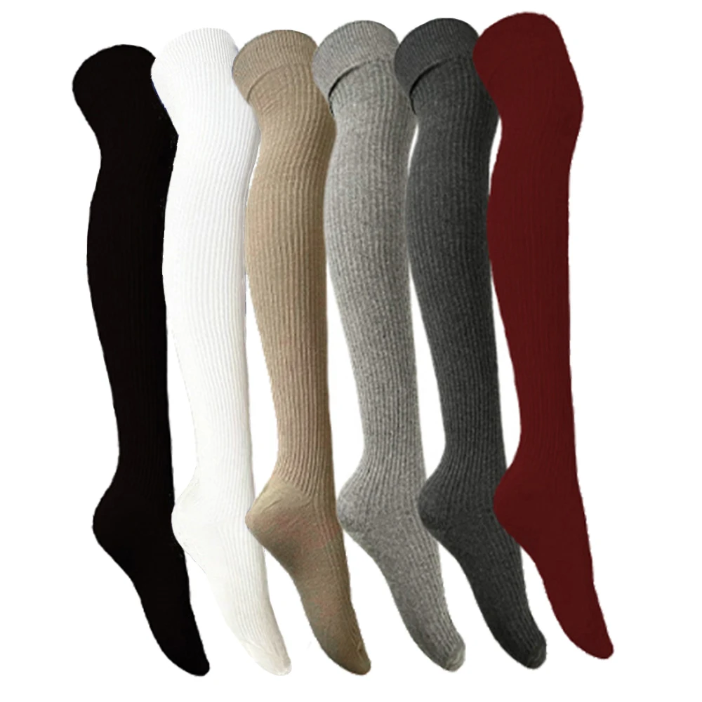 Damenstrümpfe, Gamaschen, gestreift, lange Socken, Oberschenkel, Winter, hohe Strümpfe, warme Overknee-Socken, weiche Wolle, Weihnachtsstrümpfe