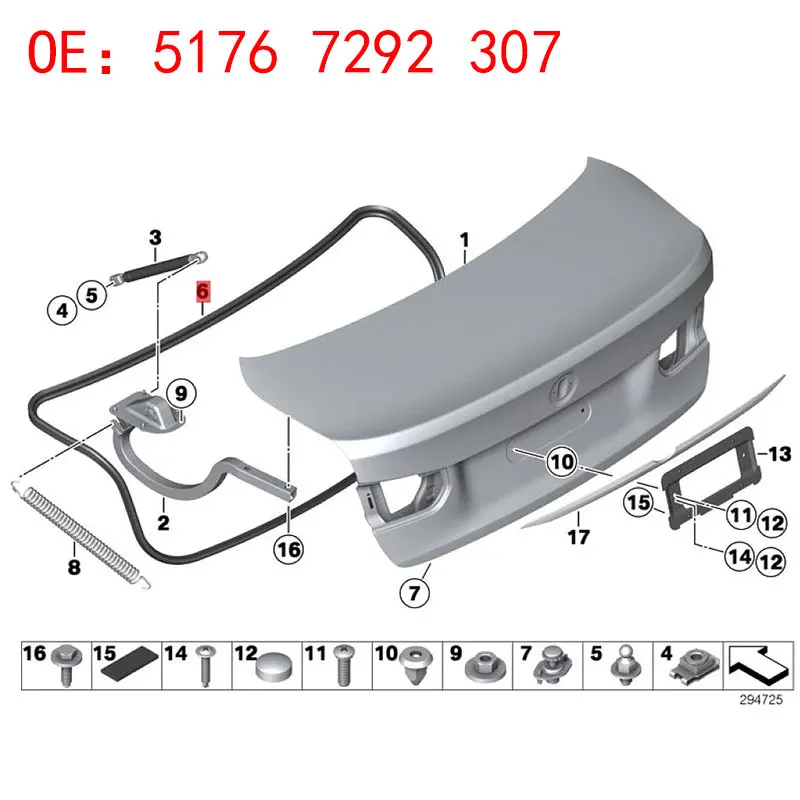 Applicable to BMW 3 Series F30 F31 F35 320li 325li 328li 330li Seal Rear Luggage Lid OE: 51767292307