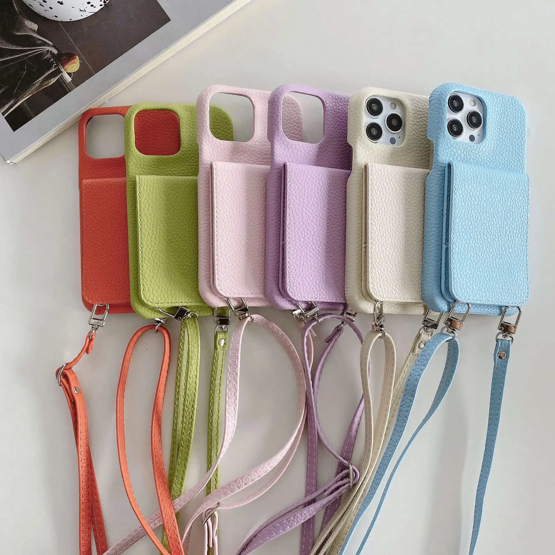 Elegant Leather Crossbody Wallet Phone Case with Card Slot and Lanyard
