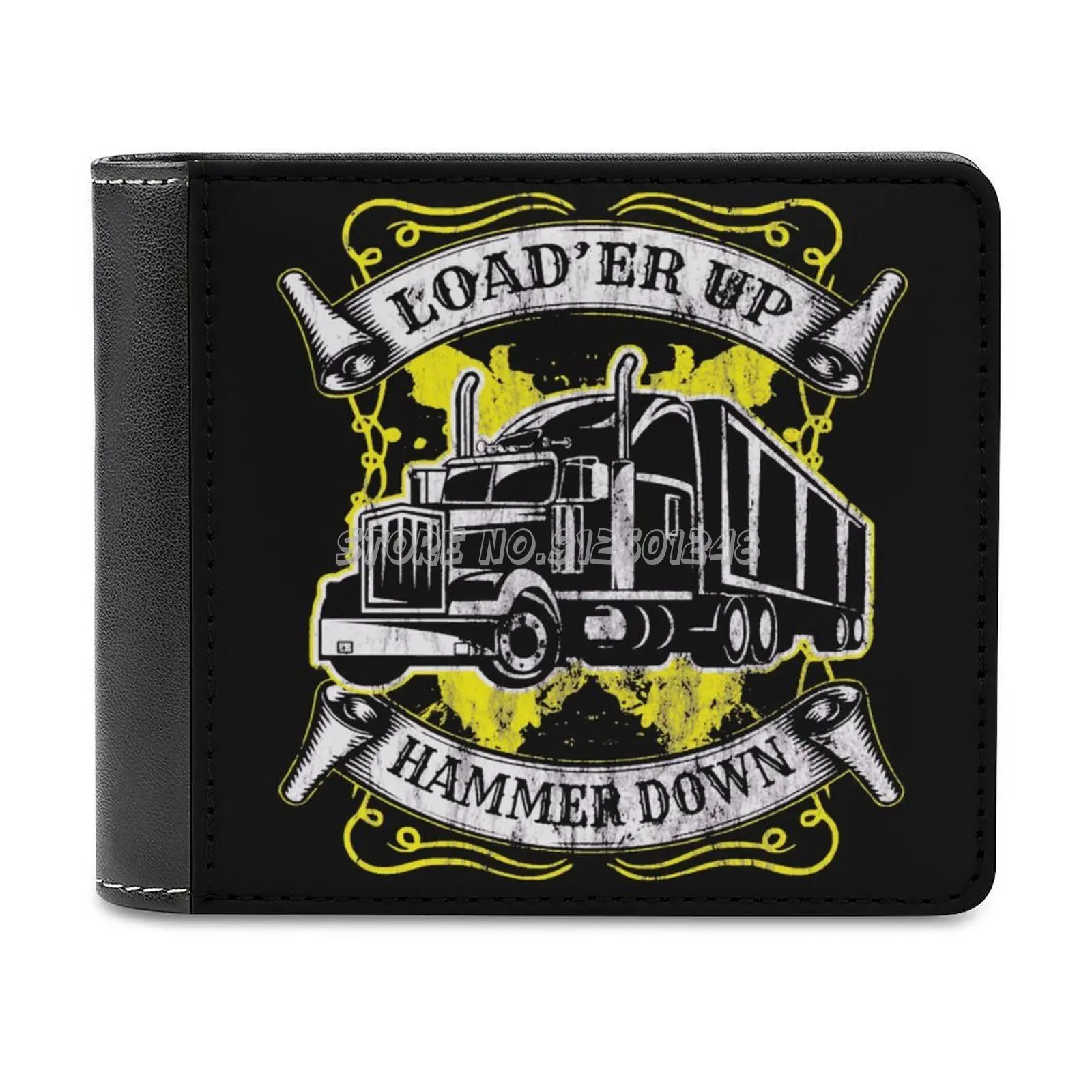 Truck Driver Trucker Loadɾr Up Hammer Down Gift Leather Wallet Men Slim Purse Card Holder Wallets Money Bag Bad Mo |