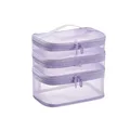 Three-layer mesh cosmetic bag-purple