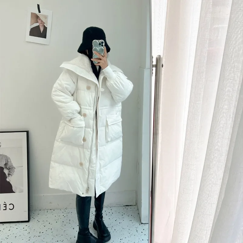 2023 New Women Down Cotton Coat Winter Jacket Female Mid Length Version Parkas Loose Thick Warm Outwear Leisure Time Overcoat