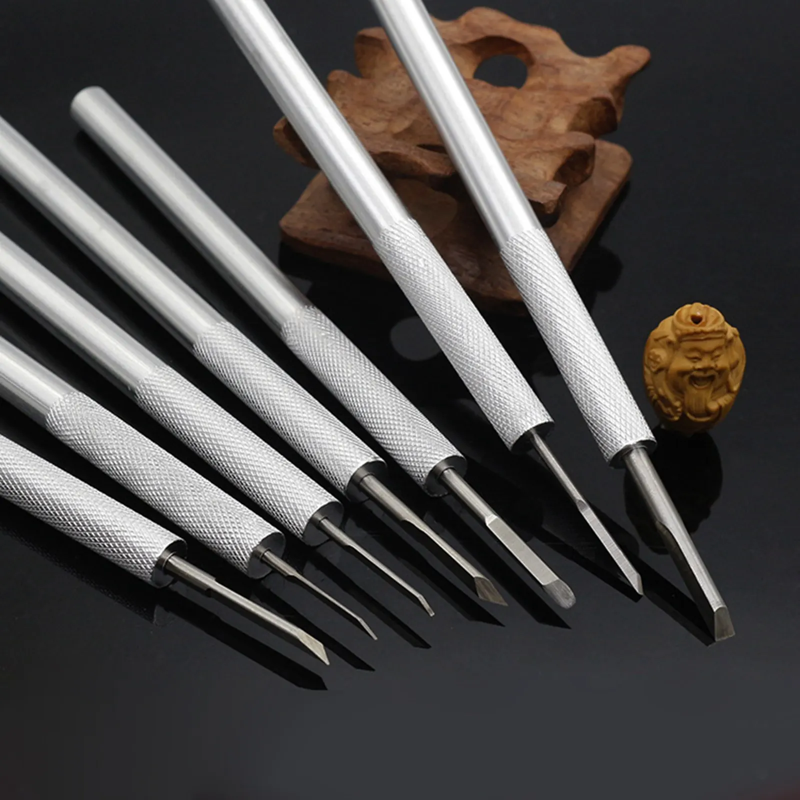 Model Tools 7Pcs Olive Carving Miniature Carving Hand Tool Knife Woodworking Engraving Gouge for model hobby