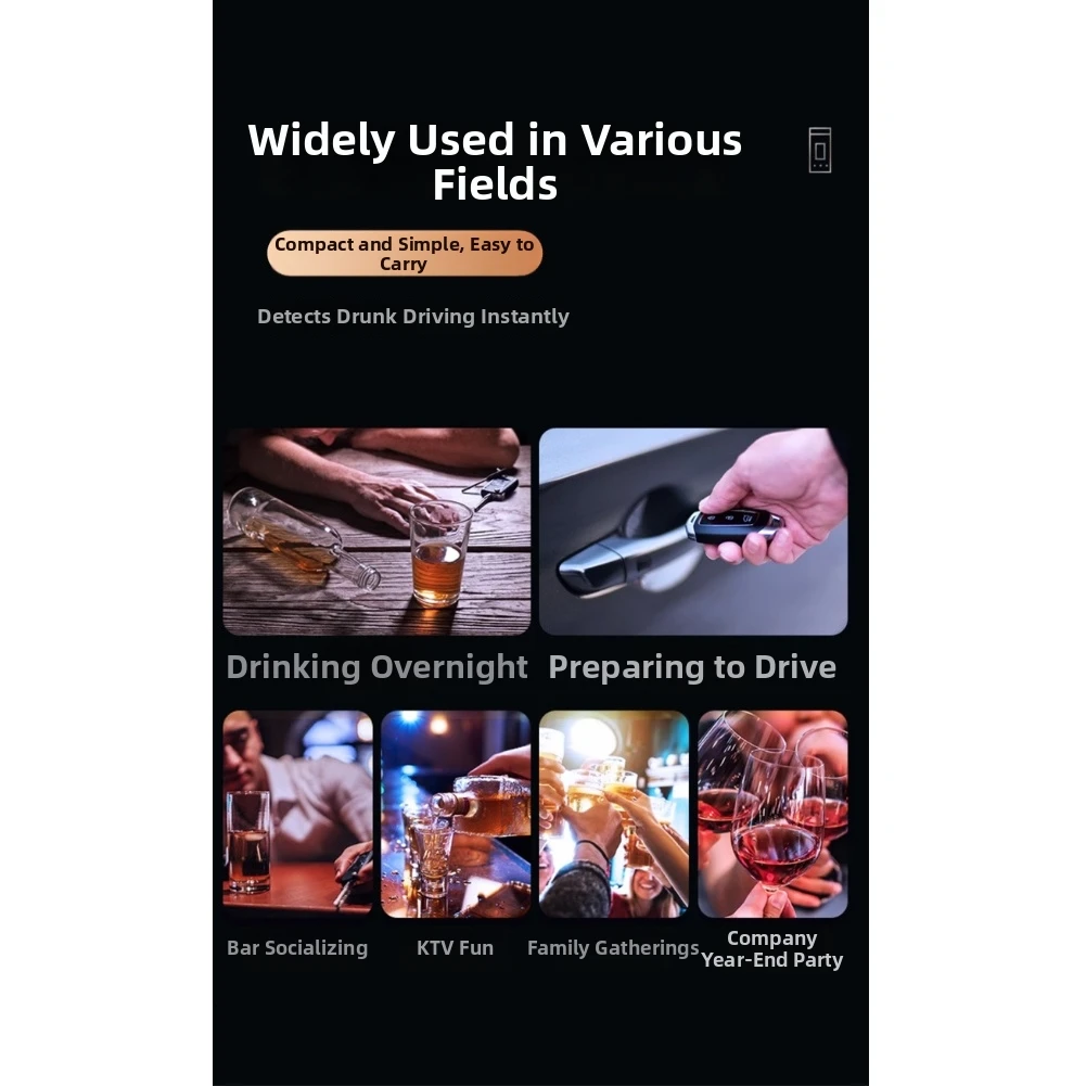 스마트 위조방지 블로우 기술이 적용된 호흡 테스터 빠른 감지 반도체 센서 플라스틱 장치 10.8x3.2x1.8cm