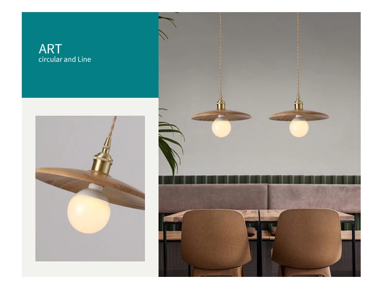 Nordic Solid Wood Pendant Light Bedside Dining Table Art Decorative Log Lamps Creative Restaurant Bar Tea Room Hanging Light E27