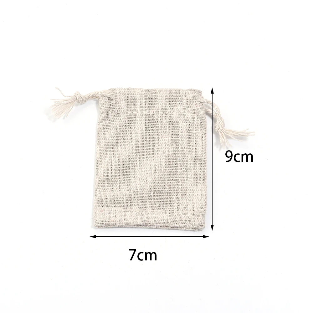 5-10 יחידות שקיות כותנה עם רצועת מושבה לאריזת מתנות, שקיות לינן לתצוגת תכשיטים, שקיות לחתונה ולחג המולד