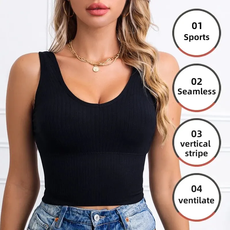 Women Lingerie Bra Seamless Bra Camisole Underwear Crop Top Free Size Breathable Sports Fitness Yoga
