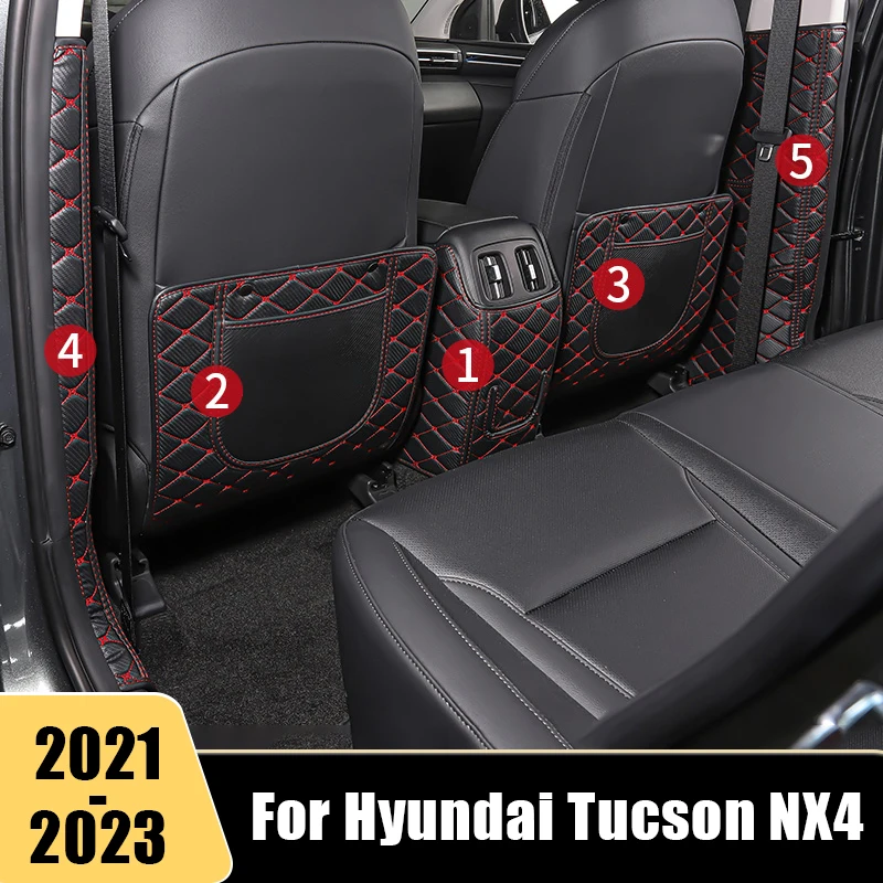 

Car Seat Back Anti-Kick Cushion Pad For Hyundai Tucson NX4 2021 2022 2023 Auto Rear Seat Kids Anti-Dirty Kick Mat Accessories