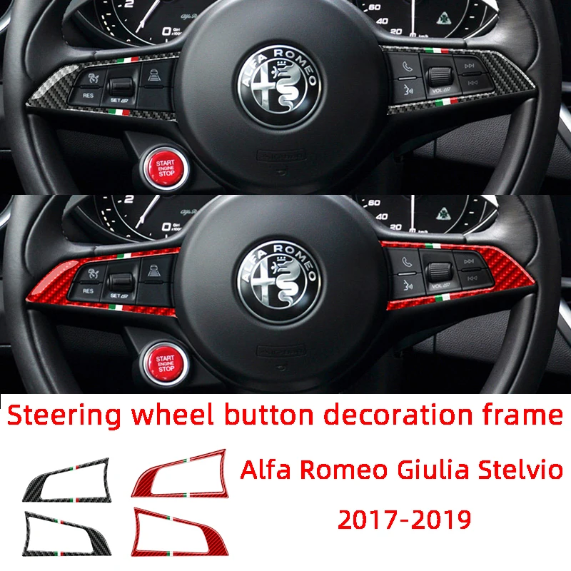 

Steering Wheel Button Decoration Frame Carbon Fiber Car Stickers For Alfa Romeo Giulia Stelvio 2017-2019 Interior Accessories