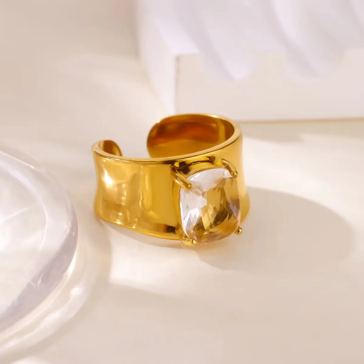 Elegant Wide Zirconia Rings for Women