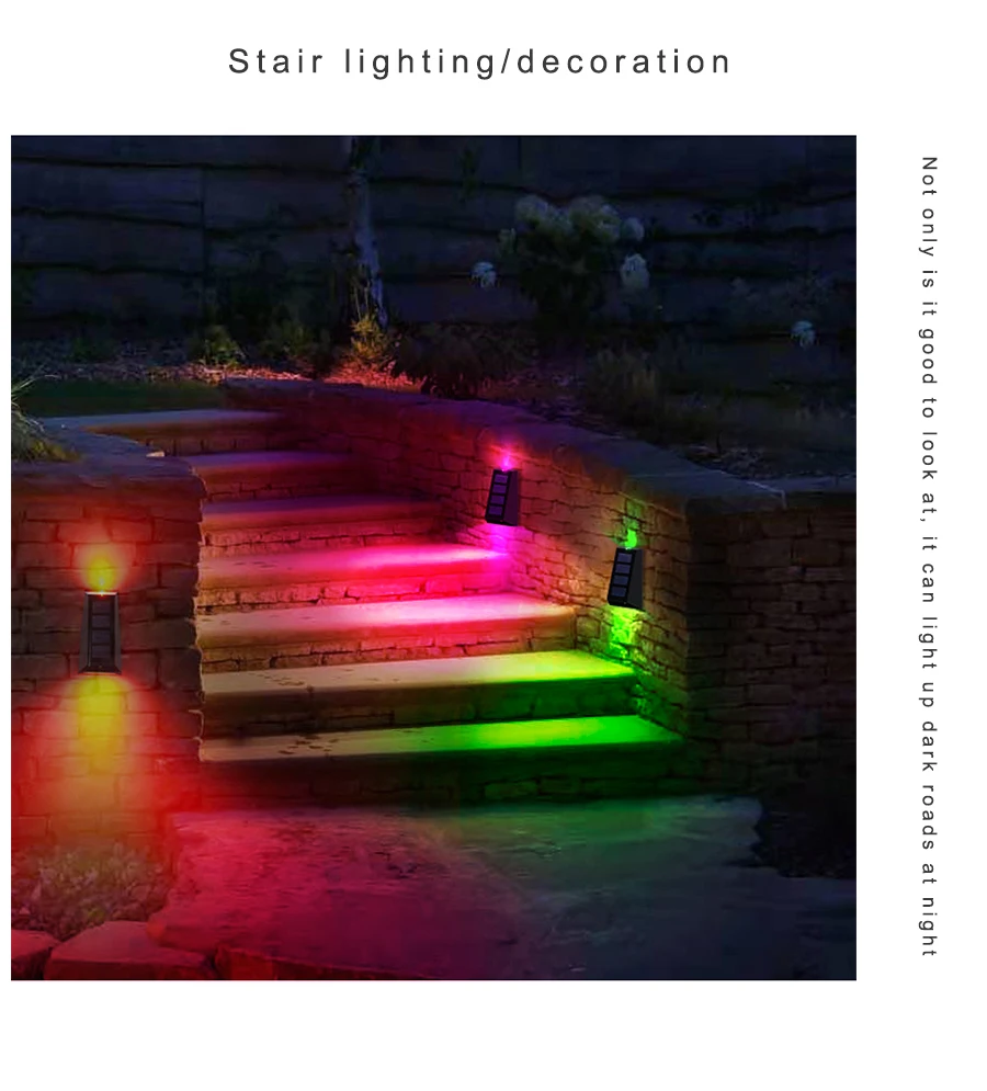 solar post cap lights Decoration Solar Garden Lights RGB Color Changing Waterproof Wall Lamp LED Outdoor Gift Solar Lighting For Walkway Fence Stairs solar security light