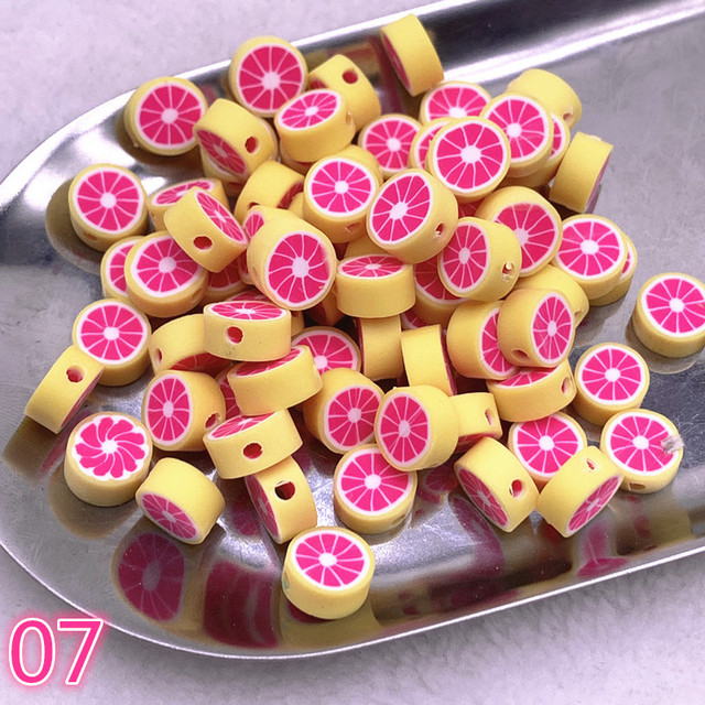10mm Color Fruit Beads Polymer Clay Beads Polymer Clay Spacer Loose Beads for Jewelry Making DIY Bracelet Accessories