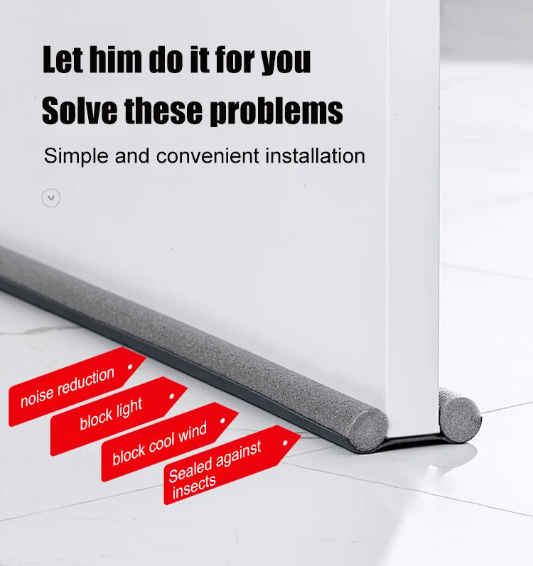 Door Seal Strip Windproof Draught Excluder Stopper Door Bottom Guard Double Protector Dust-proof Blocker Soundproof