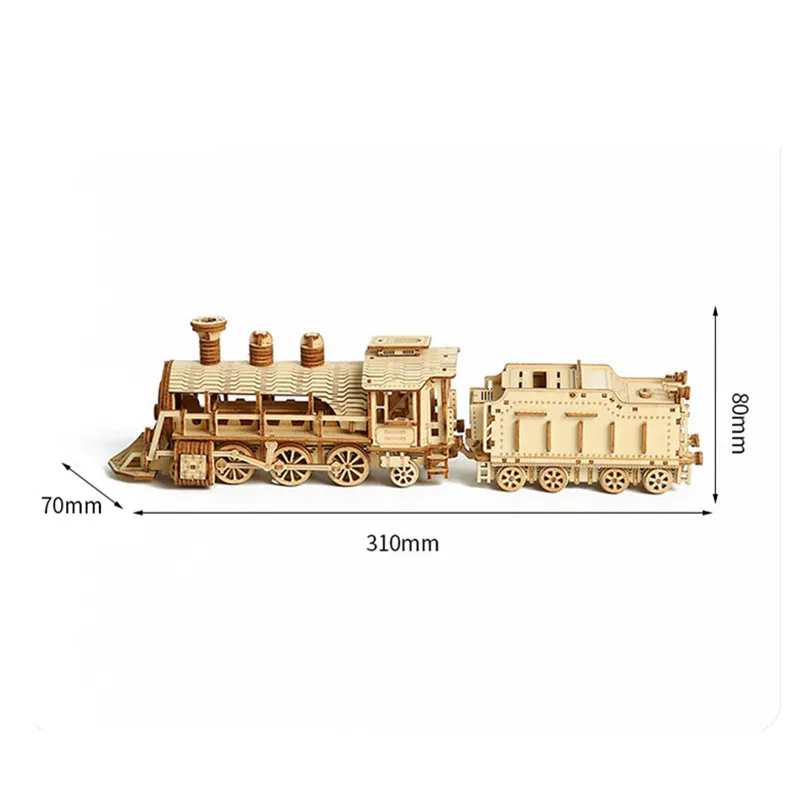 DIY 3D Wooden Puzzle Small Train Model Building Block Jigsaw Assembly Kits Educational Toy for Children Adults Decoration Gift 6