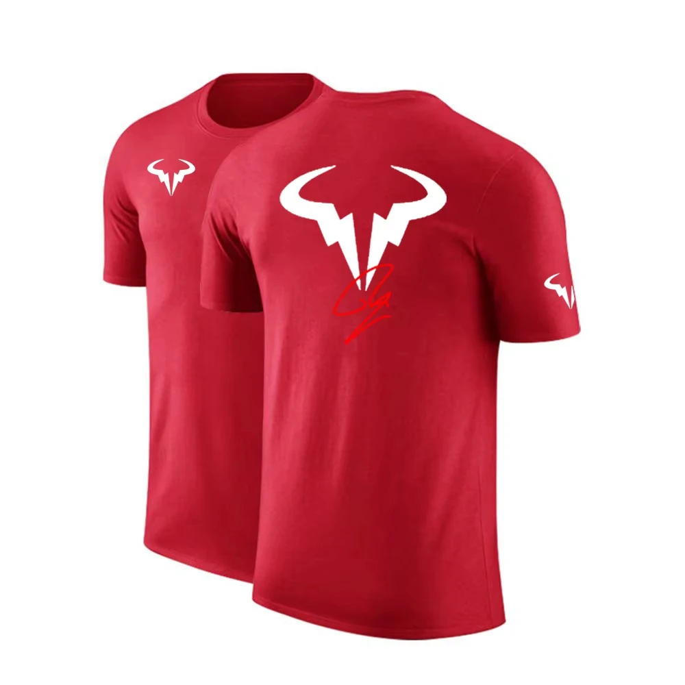 New Rafael Nadal Tennis T Shirt Men Brand Cotton High Quality Printing Short Sleeve Solid Color Casual Streetwear Sport Top