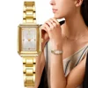 Ladies Simple Watch Fashion Rectangle Gold Quartz Watches Luxury Stainless Steel Waterproof Women's Dress Clock Gift Wristwatch 1