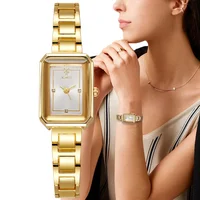 Ladies Simple Watch Fashion Rectangle Gold Quartz Watches Luxury Stainless Steel Waterproof Women's Dress Clock Gift Wristwatch 1