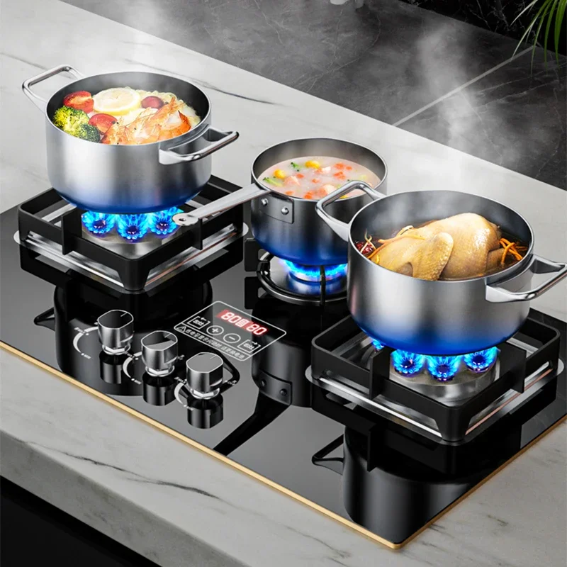 7.2KW Gas Stove Household Three Stove Timing Table Embedded Dual-purpose Natural Gas Liquefied Gas Fire Stove 1