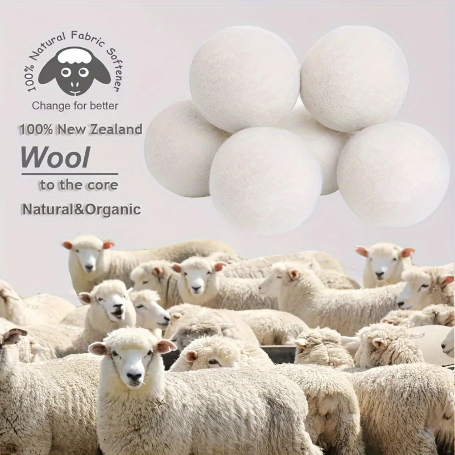 Wool Dryer Balls XL 6-Pack-Premium Natural Fabric Softener, Award-Winning, Reusable Laundry Balls for Dryer-Eliminates