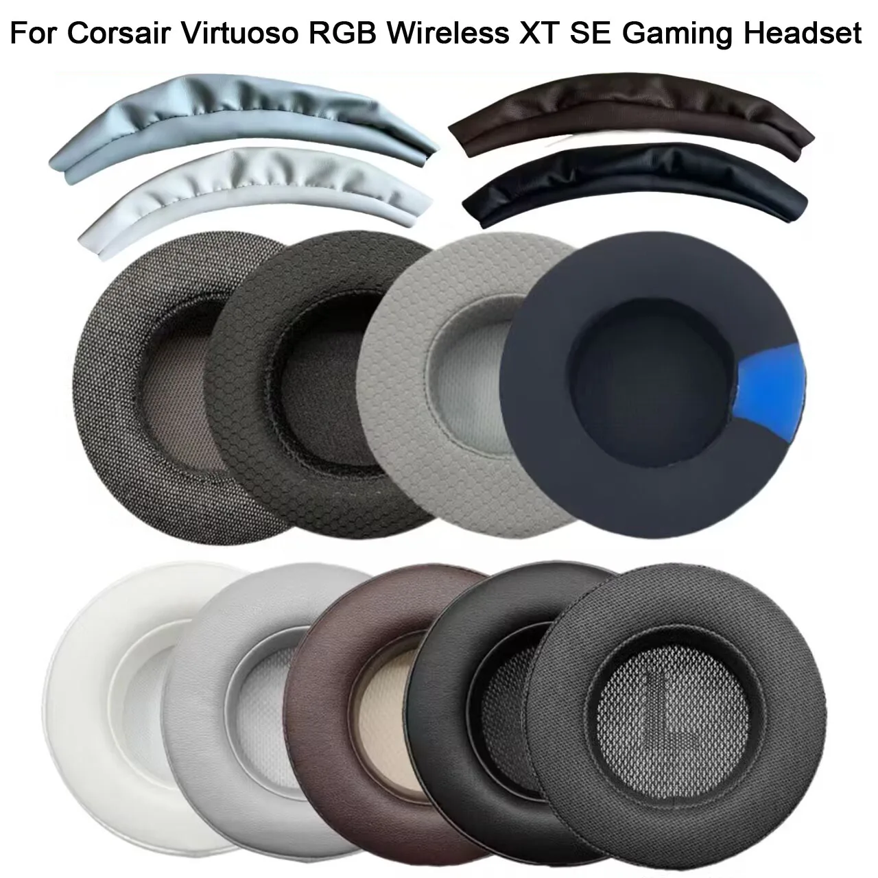 Earpads & Headband for Corsair Virtuoso RGB Wirless / RGB Wireless XT / RGB Wireless SE Headset Replacement Ear Pads Cushions