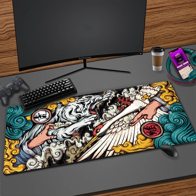 Tapis de souris d'anime XXXL 100 x 50 cm – avec bords cousus, solide et  durable, grand tapis de souris animé, tapis de clavier XXL, tapis de bureau  pour ordinateur de jeu