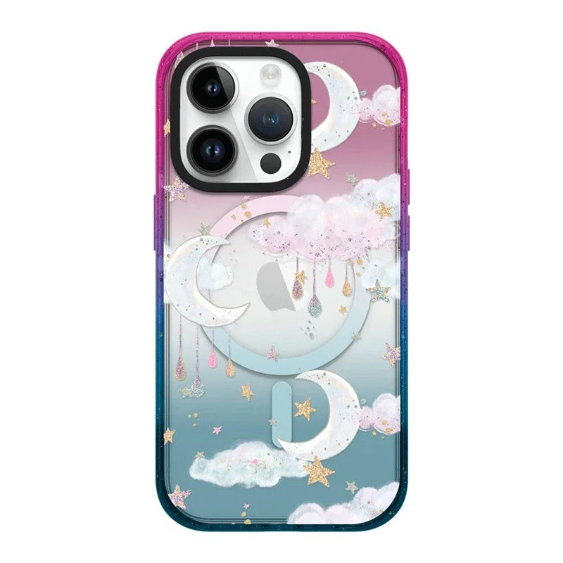 MagSafe Acrylic Cloud Moon Rainbow Phone Case Cover for IPhone 12 13 14 15 Pro Max Case for IPhone 15 Pro Max